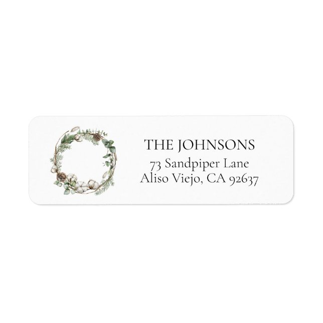 Farmhouse Christmas Greenery Wreath Return Address (Front)