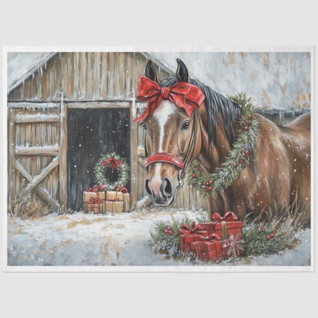 Farmhouse Christmas Horse Tissue Paper (Front)