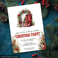 Farmhouse Christmas party red green invitation