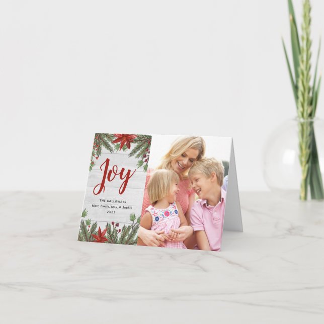 Farmhouse Christmas Photo Holiday Folded Card (Front)