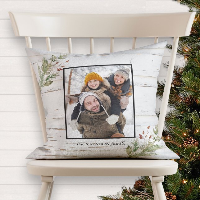 Farmhouse Christmas Plaid Neutral Photo Cushion (Creator Uploaded)