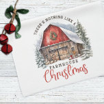 Farmhouse Christmas Red Barn Christmas  Tea Towel<br><div class="desc">Farmhouse Kitchen Towel.</div>