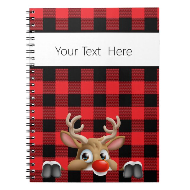 Farmhouse Christmas Red Black Buffalo Check Plaid  Notebook (Front)