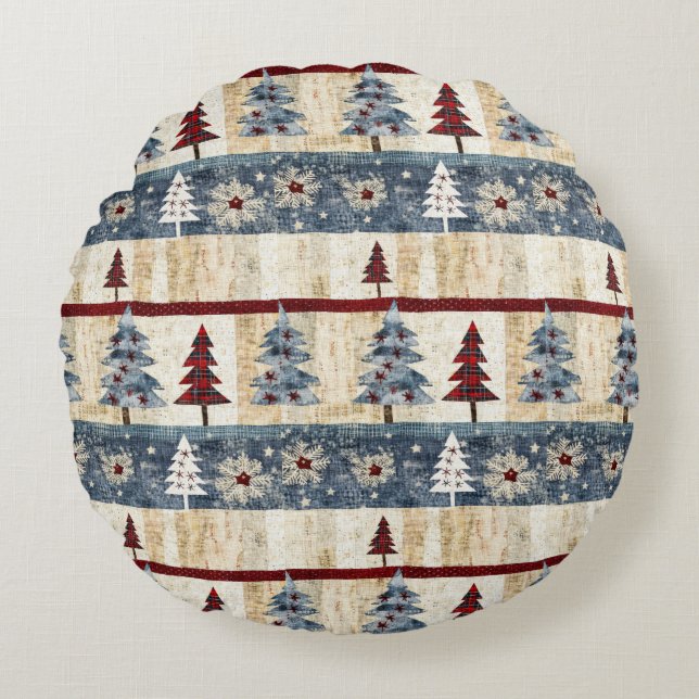 Farmhouse Christmas  Round Cushion (Front)