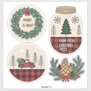 Farmhouse Christmas Sticker Set – Rustic Holiday 