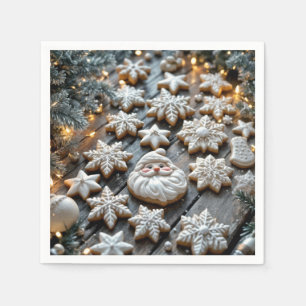 Farmhouse Christmas Sugar Cookies On Wood Napkin