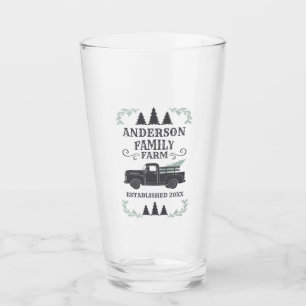 Farmhouse Christmas Tree Family Farm Personalised Glass