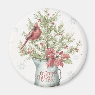 Farmhouse Christmas Tree with Cardinal Magnet
