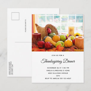 Farmhouse Cornucopia Harvest Table Invitation Postcard