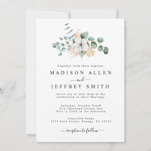 Farmhouse Cotton Eucalyptus Wedding Invitation