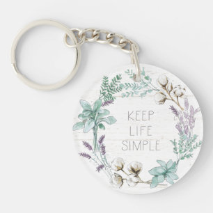 Farmhouse Cotton Typography - Keep Life Simple Key Ring
