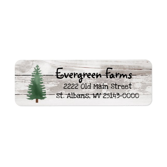 Farmhouse  Country  Address Label with Pine Tree  (Front)
