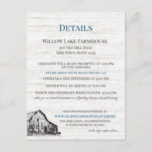 Farmhouse Country Barn Sketch Details Info Enclosure Card