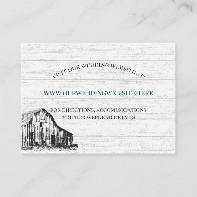 Farmhouse Country Barn Sketch Wedding Website Info Enclosure Card (Front)