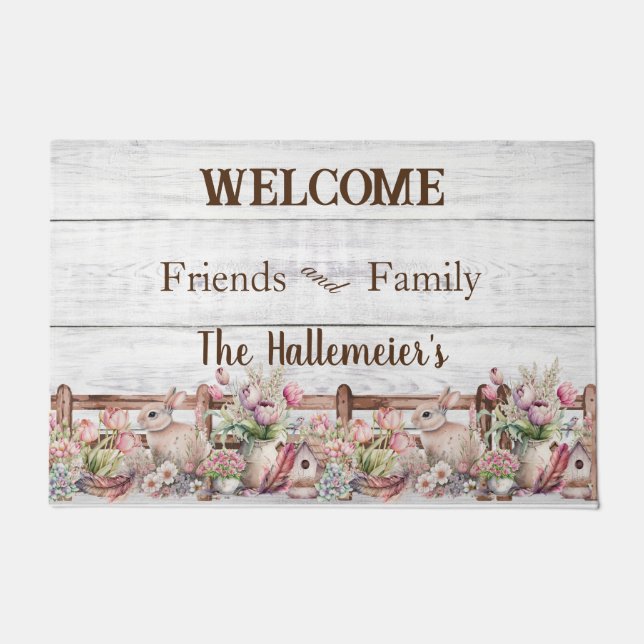 Farmhouse Country Easter / Spring Welcome Doormat (Front)
