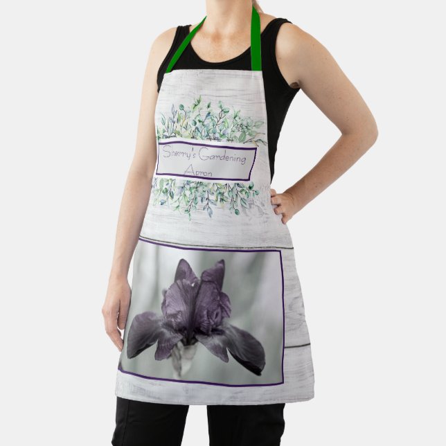 Farmhouse, Country Iris Flower & Eucalyptis  Apron (Insitu)