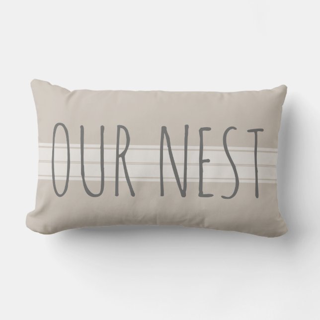 Farmhouse Country Our Nest Family Name Lumbar Cushion (Front)
