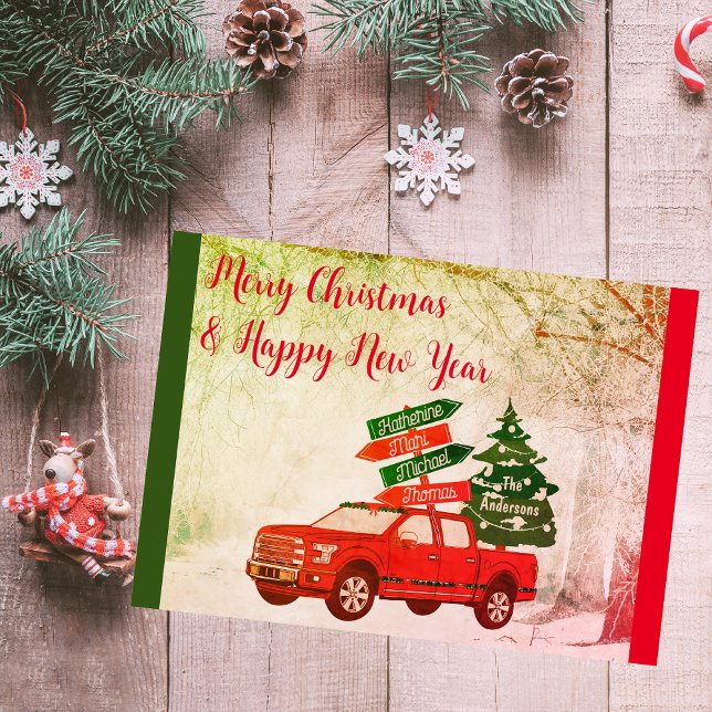 Farmhouse Country Vintage Red Truck Christmas Holiday Card (Creator Uploaded)