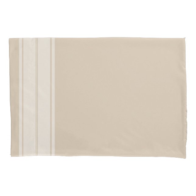 Farmhouse Country White Stripe & Taupe Pillowcase (Front)