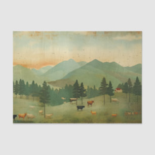 Farmhouse cow Vintage decoupage  Tissue Paper