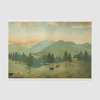 Farmhouse cow Vintage decoupage  Tissue Paper