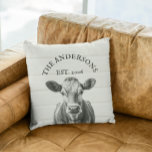 Farmhouse Cow  wood Look  Personalised  Cushion<br><div class="desc">This design was created through digital art. It may be personalised by clicking the customise button and adding a name, initials or your favourite words. Contact me at colorflowcreations@gmail.com if you with to have this design on another product. See more of my creations or follow me at www.facebook.com/colorflowcreations, www.instagram.com/colorflowcreations, www.twitter.com/colorflowart,...</div>
