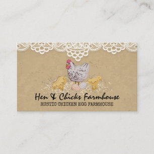Farmhouse Craft Lace Rustic Chicks Hen Business Card