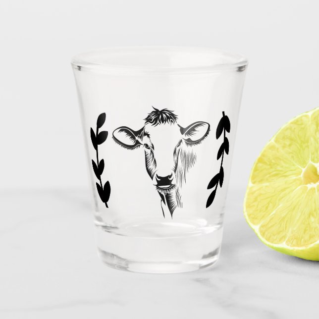 Farmhouse Dairy Cow Country Laurels Shot Glass (Front)
