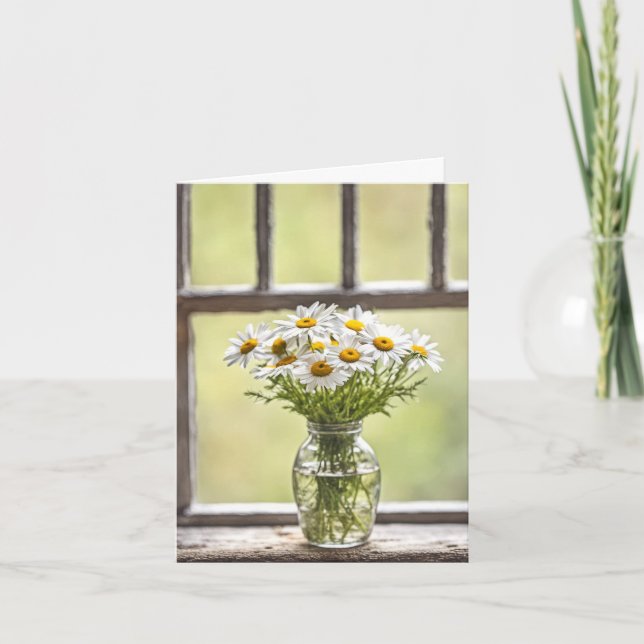 Farmhouse Daisy Bouquet Note Card (Front)