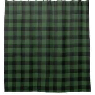 Farmhouse Dark Green Autumn Buffalo Check Shower Curtain