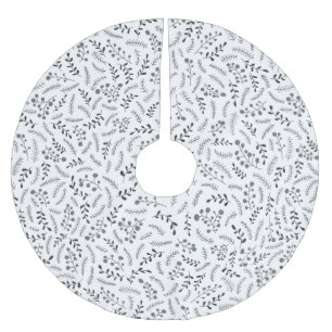 Farmhouse dark grey white rustic foliage pattern brushed polyester tree skirt