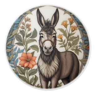 Farmhouse Donkey William Morris Inspired Ceramic Knob