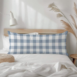 Farmhouse Dusty Blue Rustic Gingham Check Plaid Body Cushion