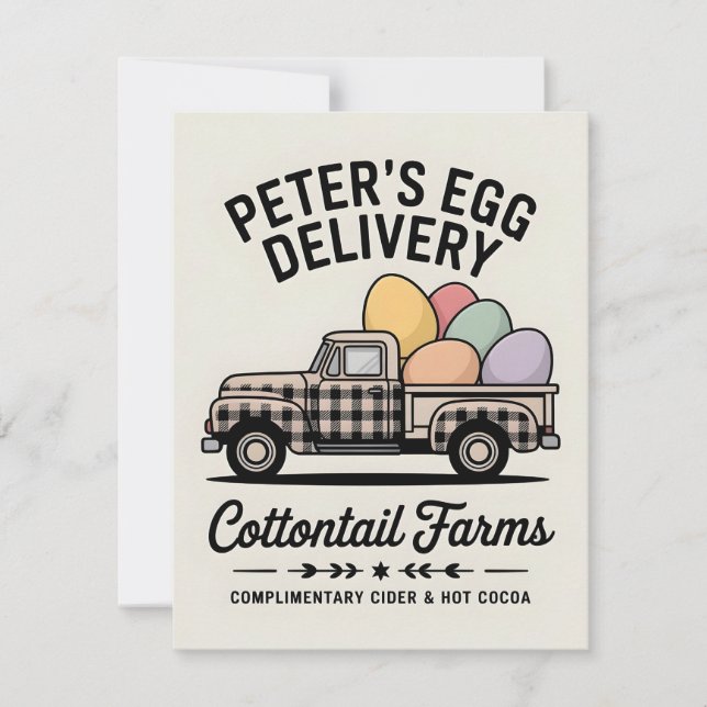 Farmhouse Easter Truck Egg Delivery Rustic Card (Front)