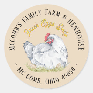 Farmhouse Egg Carton Label Hen with Eggs