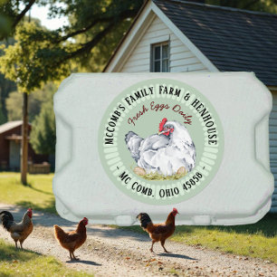 Farmhouse Egg Carton Label Hen with Eggs