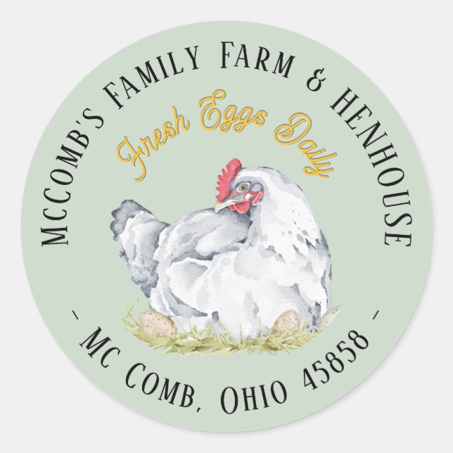 Farmhouse Egg Carton Label Hen with Eggs (Front)