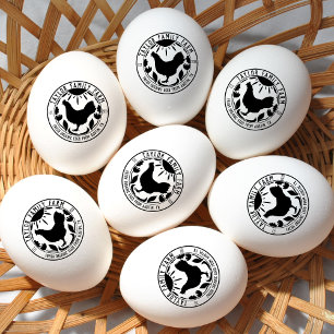 Farmhouse Eggs Family Farm Rustic  Round Chicken   Rubber Stamp