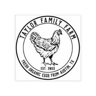 Farmhouse Eggs Family Farm Vintage Round Chicken  Rubber Stamp
