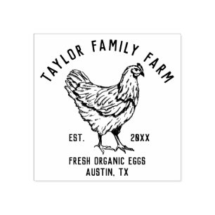 Farmhouse Eggs Family Farm Vintage Rustic Chicken Rubber Stamp