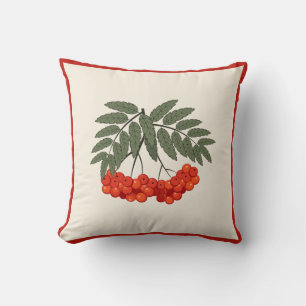 Farmhouse Fall Decor - Rowan Berries with Red Line Cushion