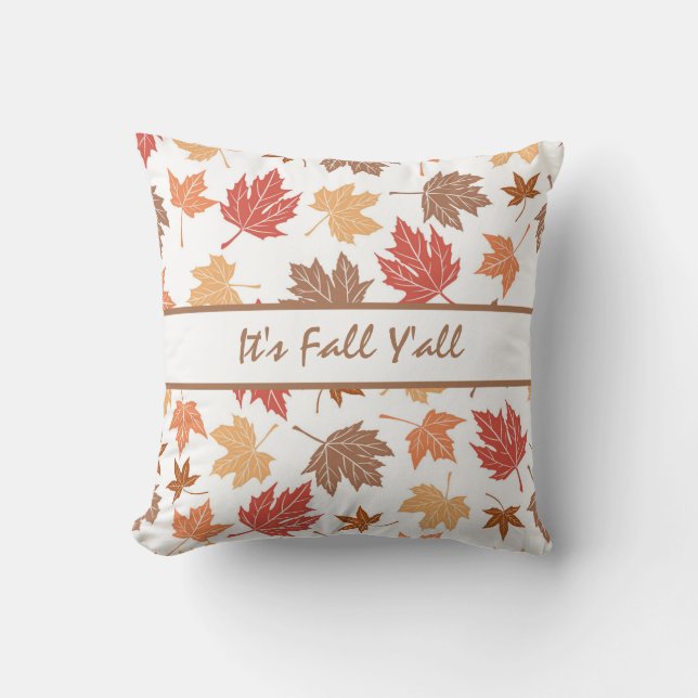 Farmhouse Fall Decor with Leaves Pattern Cushion (Front)
