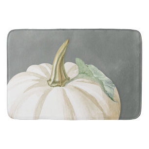 Farmhouse fall white pumpkin bath mat