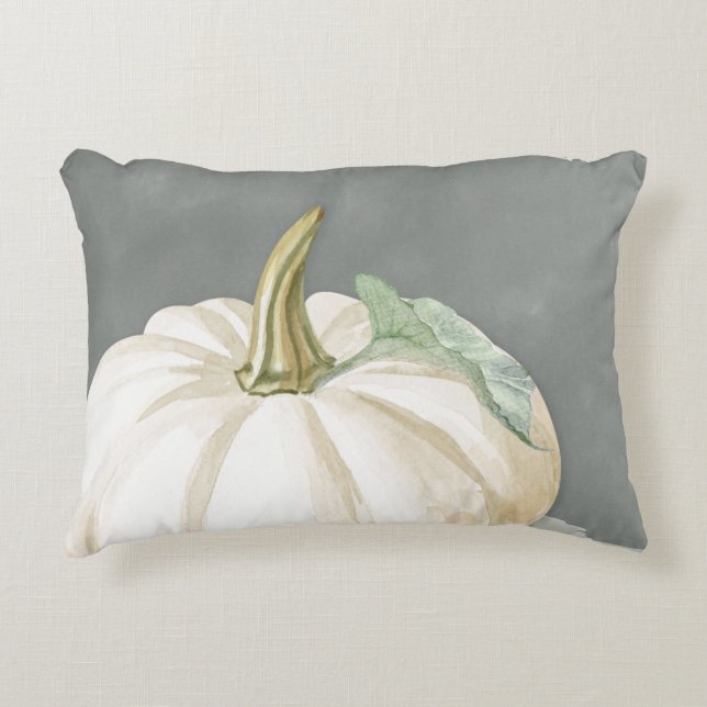 Farmhouse fall white pumpkin decorative cushion (Front)