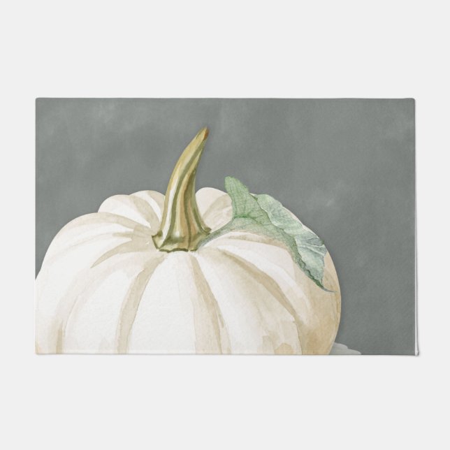 Farmhouse fall white pumpkin doormat (Front)