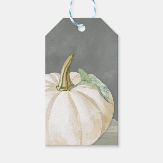 Farmhouse fall white pumpkin gift tags (Front)