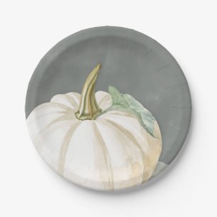 Farmhouse fall white pumpkin paper plate
