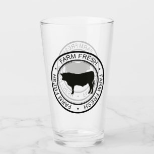 Farmhouse Farm Fresh Bull Cow Silhouette Glass