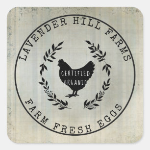 Farmhouse Farm Fresh Eggs Chicken Egg Carton Square Sticker