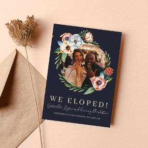 Farmhouse Floral Anemone Greenery Wreath Elopement Announcement